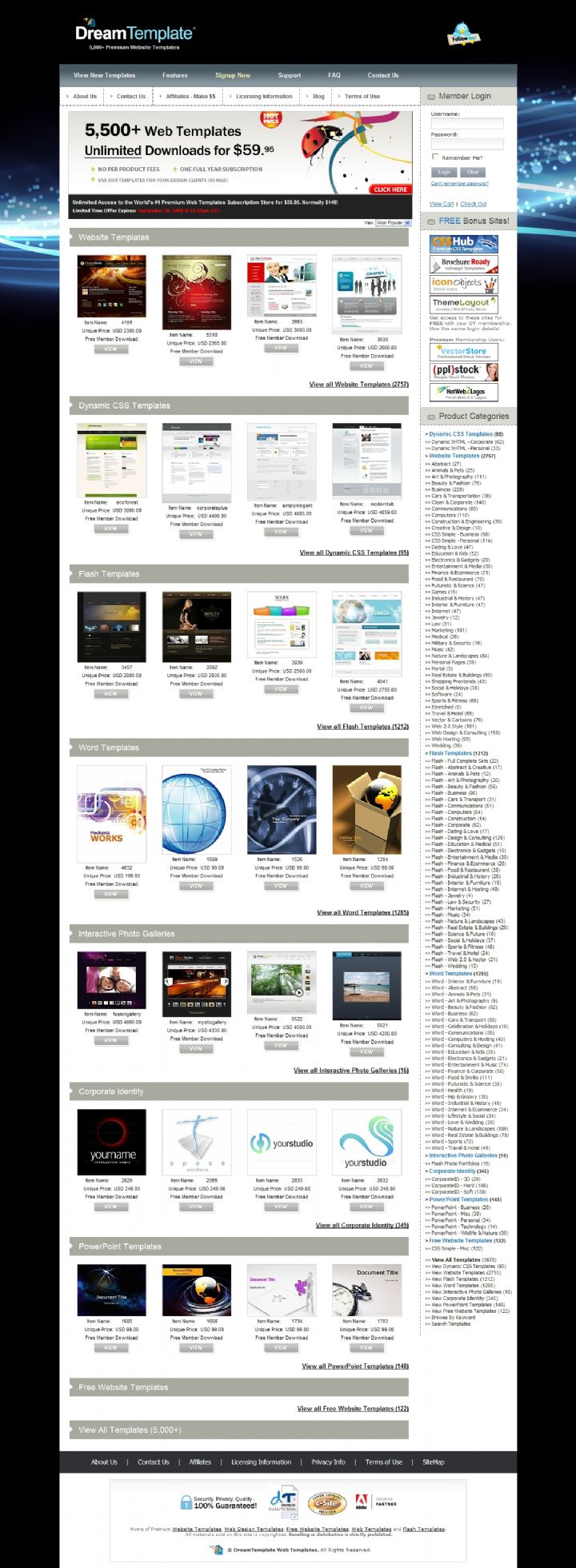 해외 웹사이트 템플릿 (dreamtemplate)